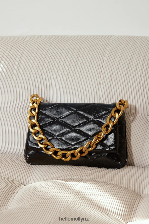 Hello Molly BILLINI Magnolia Shoulder Bag Black Patent Quilted PBN88610129 Accessories