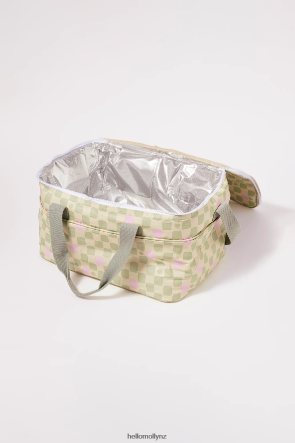 Hello Molly SUNNYLIFE Large Cooler Bag Checkerboard Cream Sage PBN88610138 Accessories