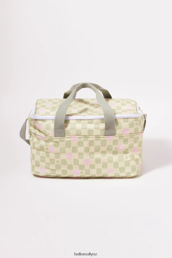 Hello Molly SUNNYLIFE Large Cooler Bag Checkerboard Cream Sage PBN88610138 Accessories