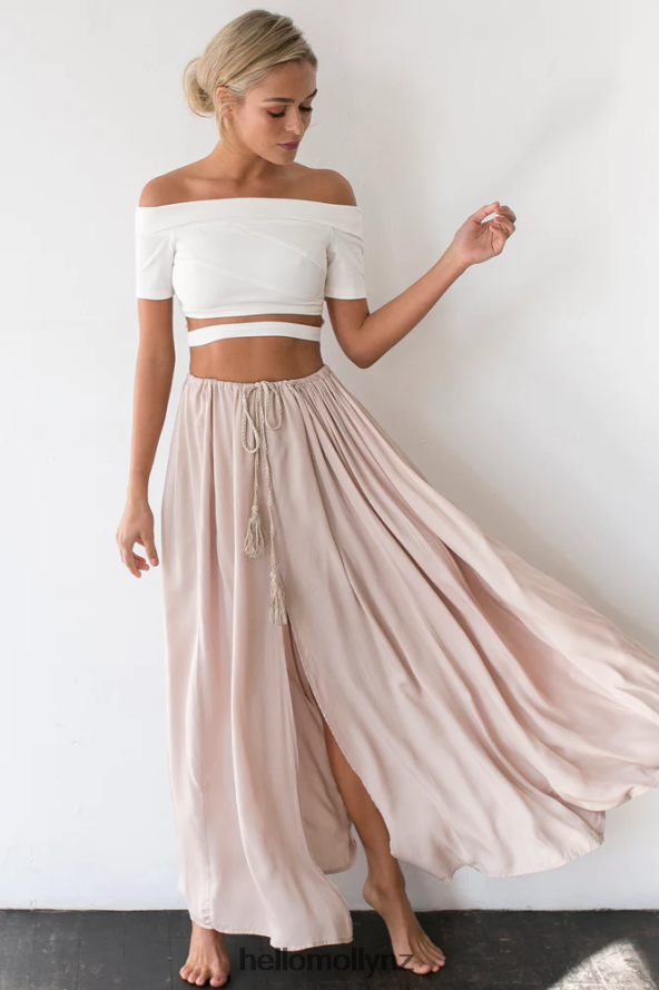 Hello Molly Against The Tides Maxi Skirt Beige PBN8869606 Clothing