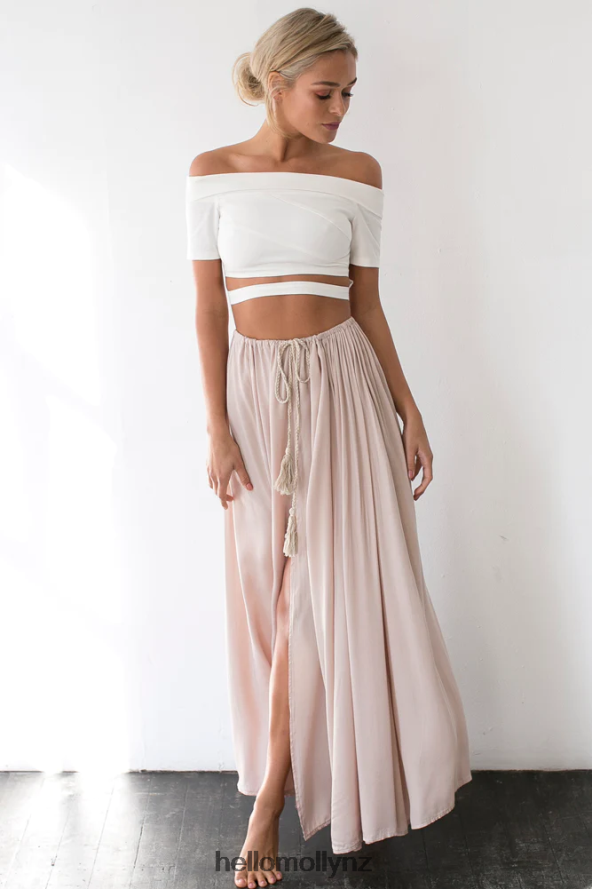 Hello Molly Against The Tides Maxi Skirt Beige PBN8869606 Clothing
