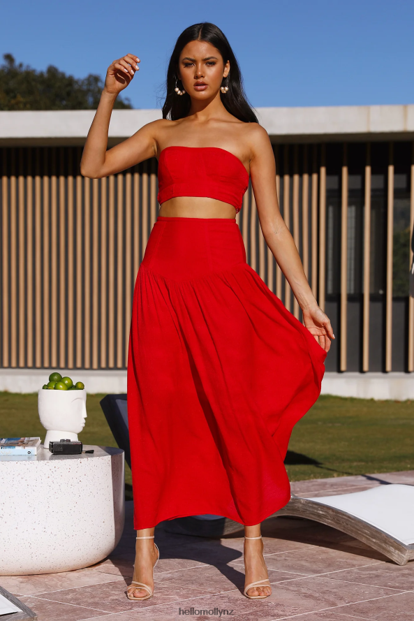 Hello Molly Call Me Away Maxi Skirt Red PBN8869248 Clothing