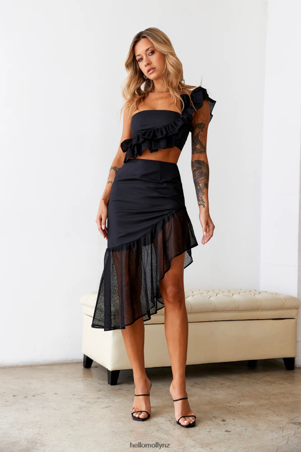 Hello Molly SUR BELLE Key To Wonderland Midi Skirt Black PBN8869549 Clothing