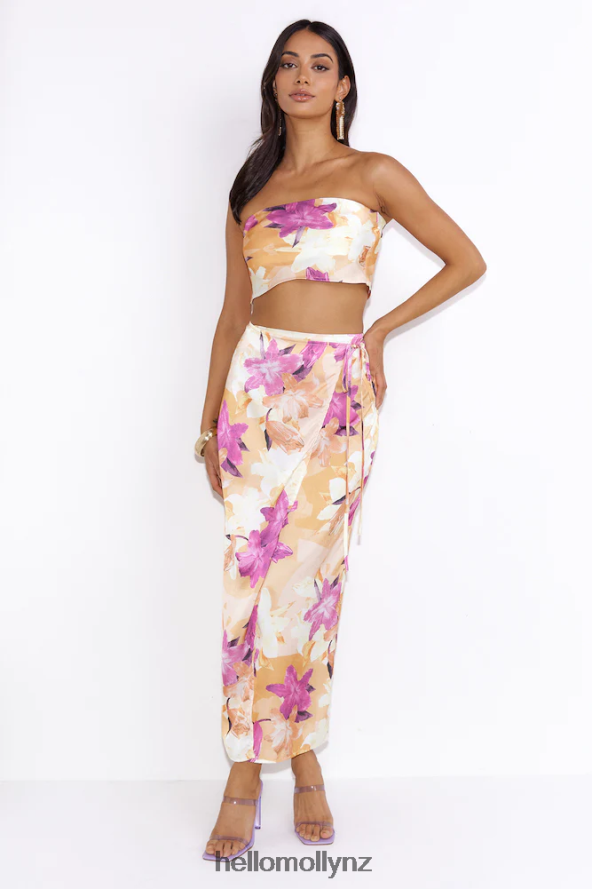 Hello Molly Sunset Silk Maxi Skirt Orange PBN8869615 Clothing