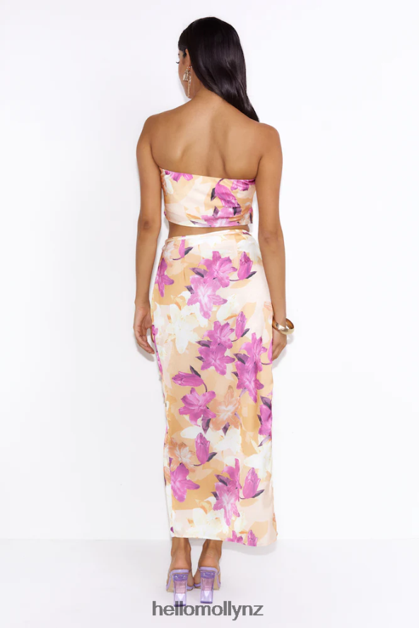 Hello Molly Sunset Silk Maxi Skirt Orange PBN8869615 Clothing