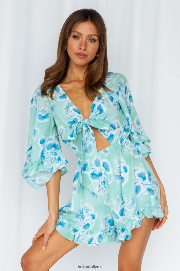 Hello Molly Bloomed Flower Romper Green PBN8867870 Clothing