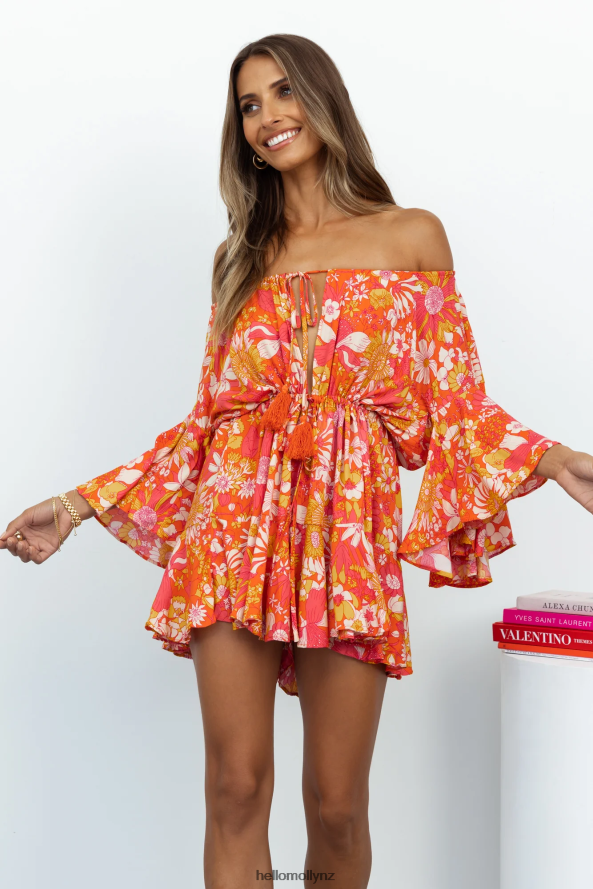 Hello Molly Blow Me Away Romper Orange PBN8867756 Clothing