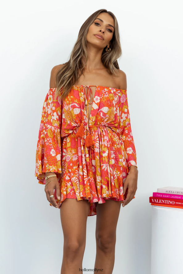 Hello Molly Blow Me Away Romper Orange PBN8867756 Clothing