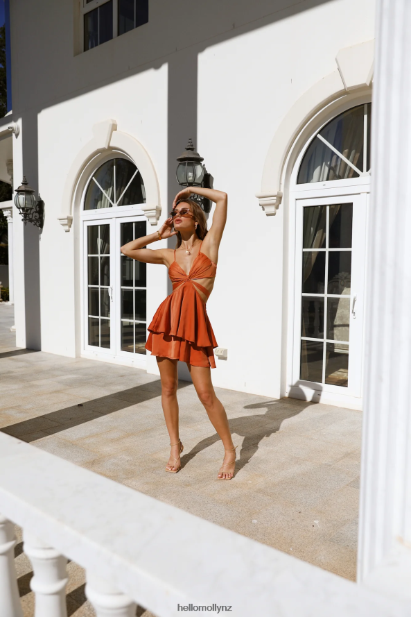 Hello Molly Dish Your Secrets Romper Orange PBN8867753 Clothing