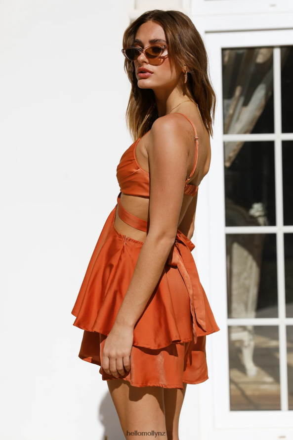 Hello Molly Dish Your Secrets Romper Orange PBN8867753 Clothing