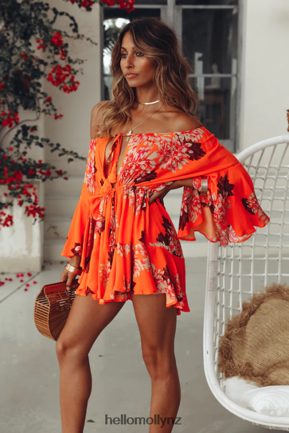 Hello Molly Moral Of The Story Romper Orange PBN8867927 Clothing