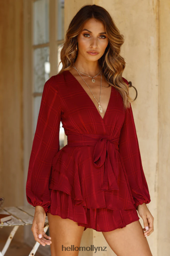 Hello Molly Must Be Lonely Now Romper Wine PBN8867888 Clothing