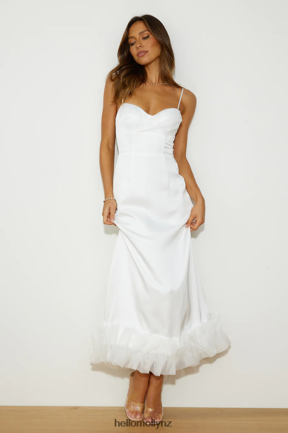 Hello Molly All Your Attention Satin Maxi Dress White PBN8865941 Clothing