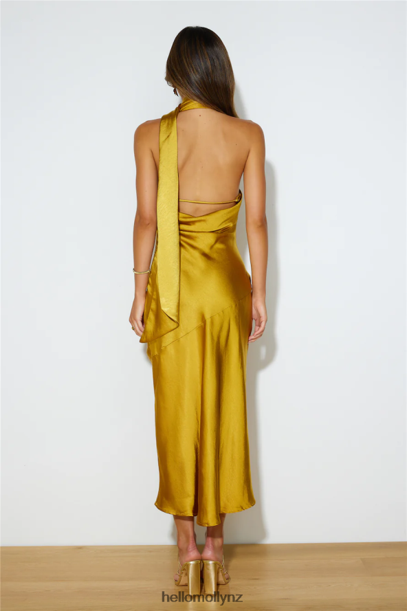 Hello Molly Athenian Satin Maxi Dress Mustard PBN8866134 Clothing