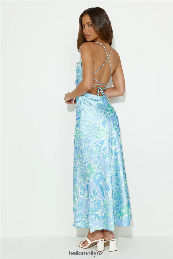 Hello Molly Besties Now Satin Maxi Dress Blue PBN8865461 Clothing