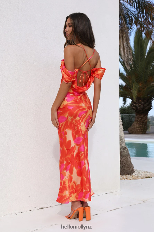 Hello Molly Blooming Version Satin Maxi Dress Orange PBN8865895 Clothing