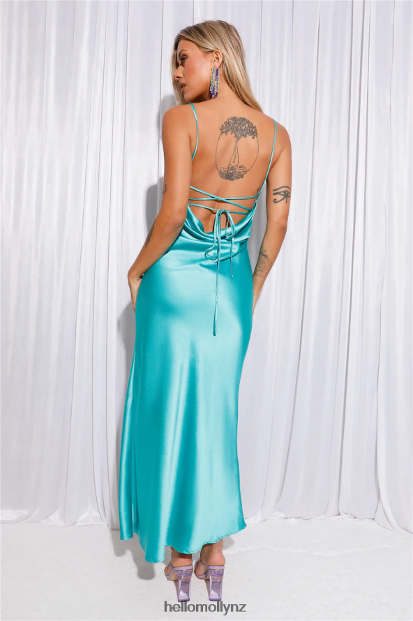 Hello Molly Classy Behaviour Satin Maxi Dress Turquoise PBN8865709 Clothing