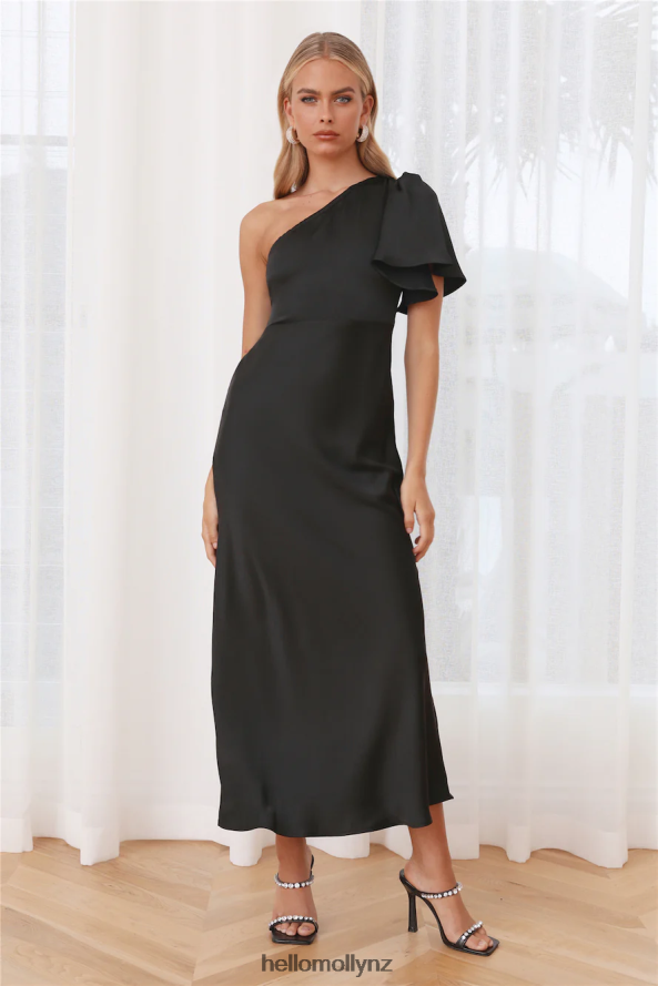 Hello Molly Classy Event Satin Maxi Dress Black PBN8866021 Clothing