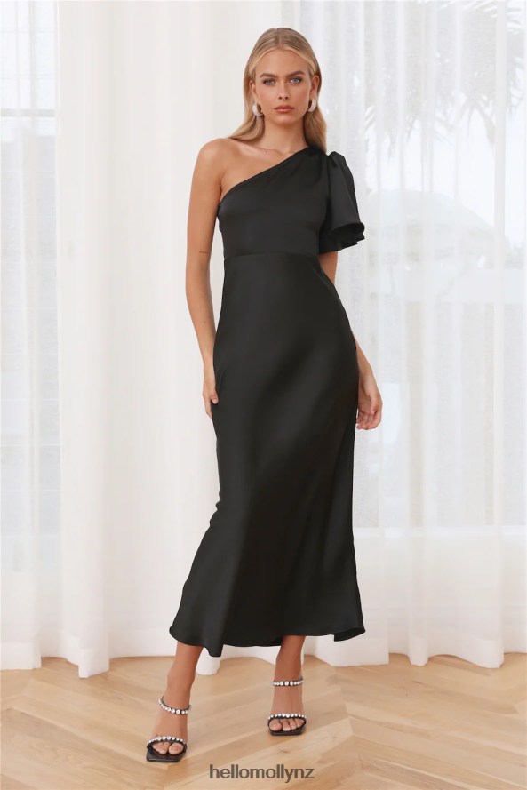 Hello Molly Classy Event Satin Maxi Dress Black PBN8866021 Clothing