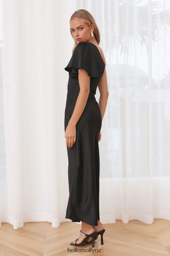 Hello Molly Classy Event Satin Maxi Dress Black PBN8866021 Clothing