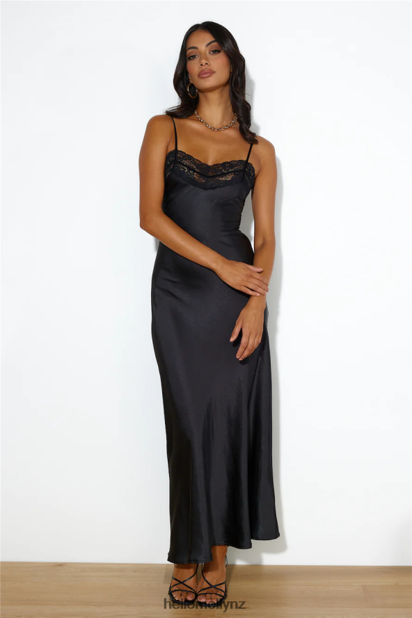 Hello Molly Dreams Of Silk Maxi Dress Black PBN8866042 Clothing