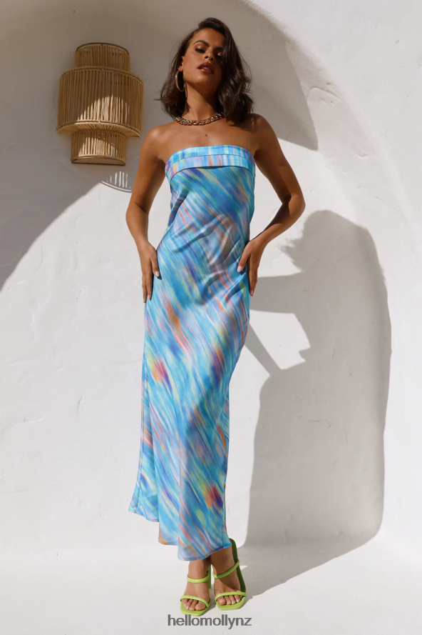 Hello Molly Flirting Game Maxi Dress Blue PBN8866609 Clothing