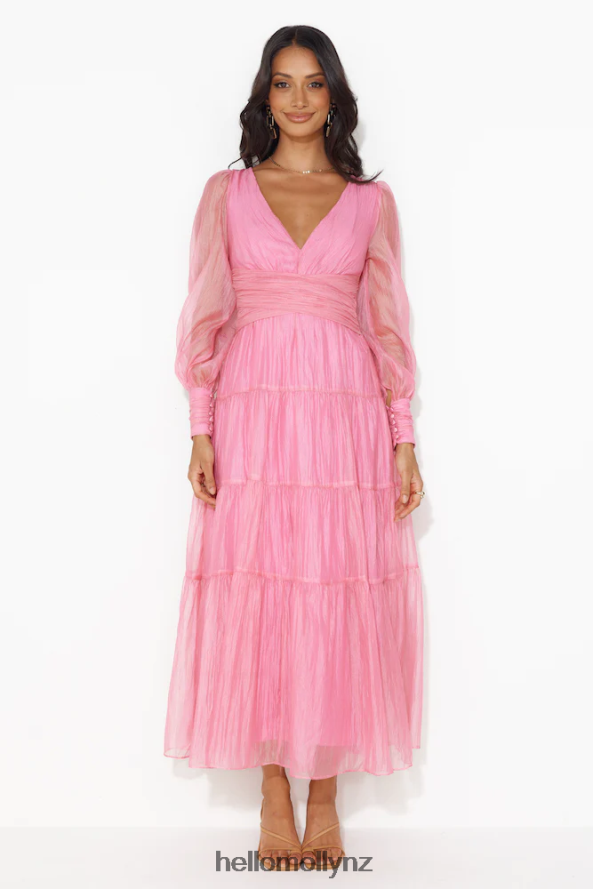 Hello Molly Girls Thriving Long Sleeve Maxi Dress Pink PBN8865547 Clothing