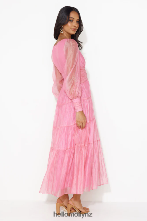 Hello Molly Girls Thriving Long Sleeve Maxi Dress Pink PBN8865547 Clothing