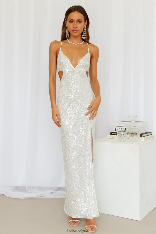 Hello Molly Glistening Skies Maxi Dress Silver PBN8866208 Clothing