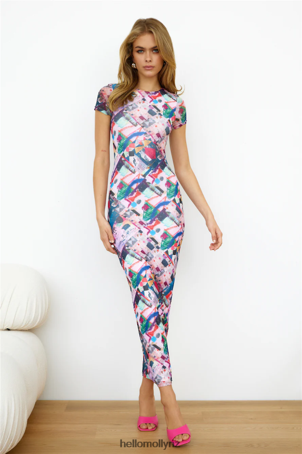 Hello Molly Glitch Mode Maxi Dress Pink PBN8866505 Clothing