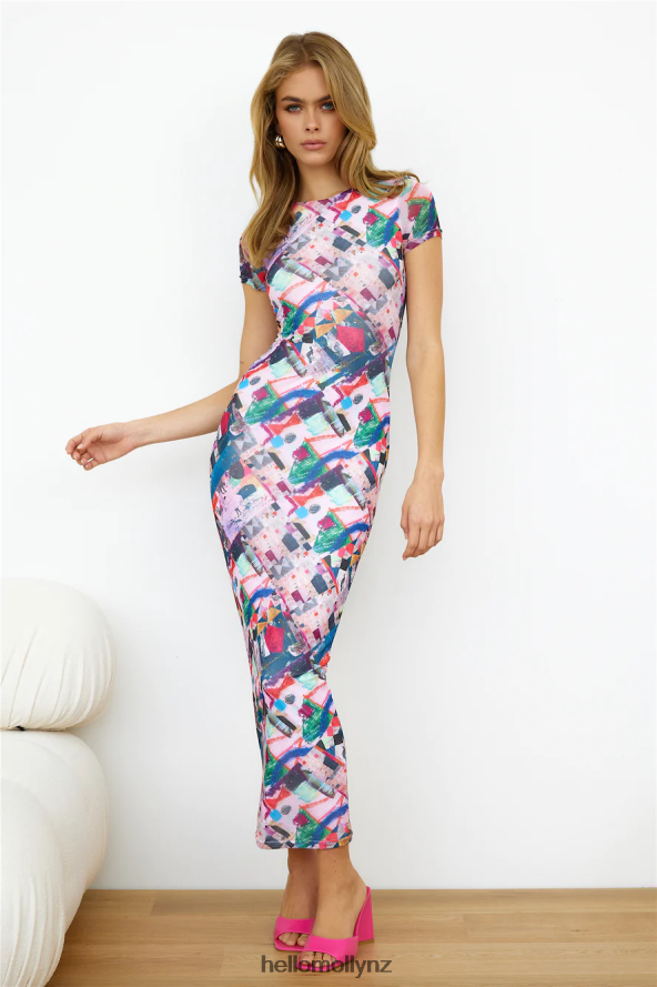 Hello Molly Glitch Mode Maxi Dress Pink PBN8866505 Clothing