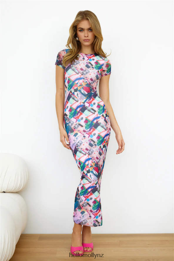 Hello Molly Glitch Mode Maxi Dress Pink PBN8866505 Clothing