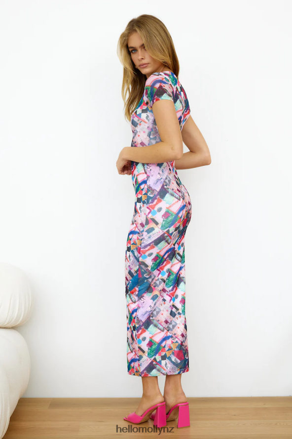 Hello Molly Glitch Mode Maxi Dress Pink PBN8866505 Clothing
