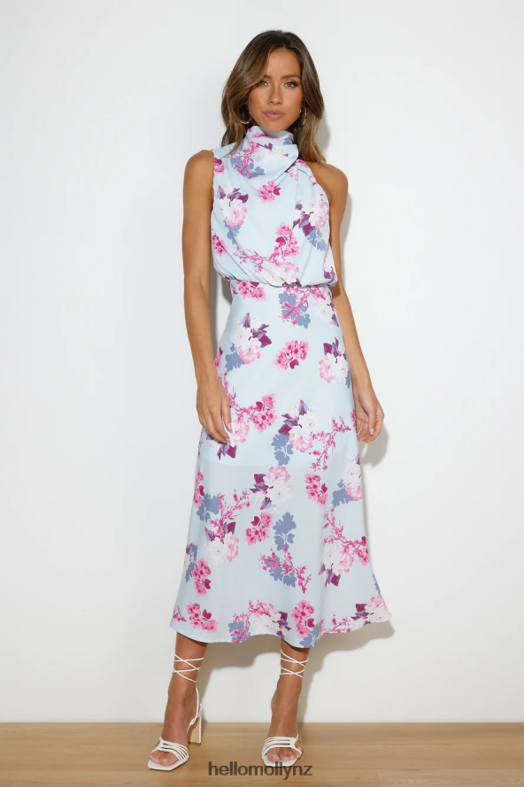 Hello Molly Got Me Looking Satin Maxi Dress Blue PBN8865829 Clothing