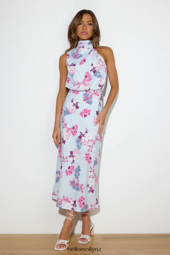 Hello Molly Got Me Looking Satin Maxi Dress Blue PBN8865829 Clothing