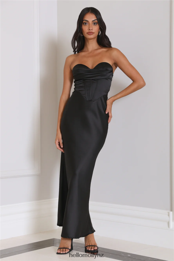 Hello Molly Loves Luxe Satin Maxi Dress Black PBN8866211 Clothing