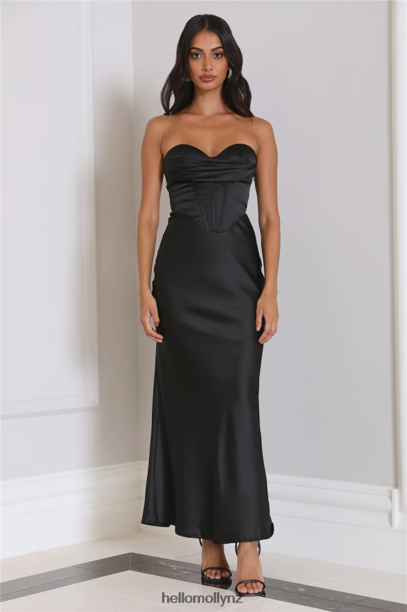 Hello Molly Loves Luxe Satin Maxi Dress Black PBN8866211 Clothing