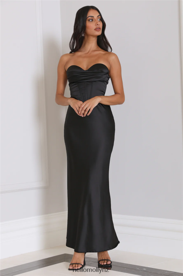 Hello Molly Loves Luxe Satin Maxi Dress Black PBN8866211 Clothing