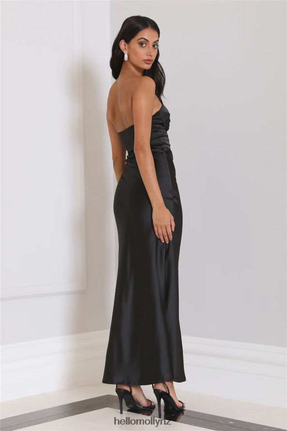 Hello Molly Loves Luxe Satin Maxi Dress Black PBN8866211 Clothing