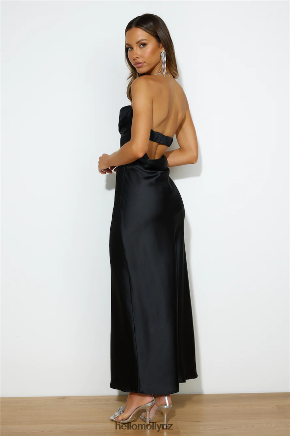 Hello Molly Luxe Dance Satin Maxi Dress Black PBN8866320 Clothing