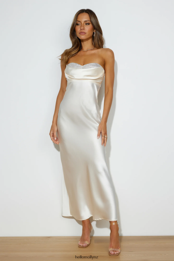 Hello Molly Luxe Dance Satin Maxi Dress Champagne PBN8866329 Clothing