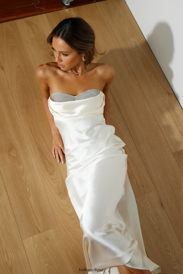 Hello Molly Luxe Dance Satin Maxi Dress Champagne PBN8866329 Clothing