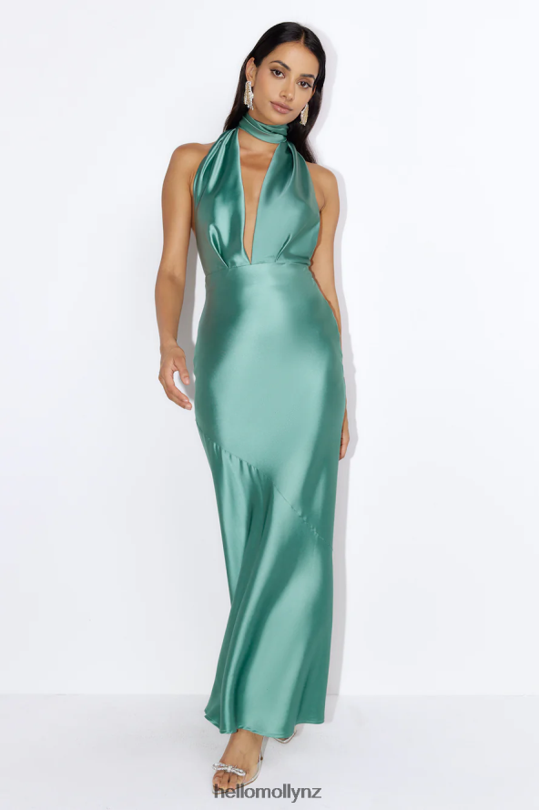 Hello Molly Luxury Events Satin Maxi Dress Sage PBN8865882 Clothing