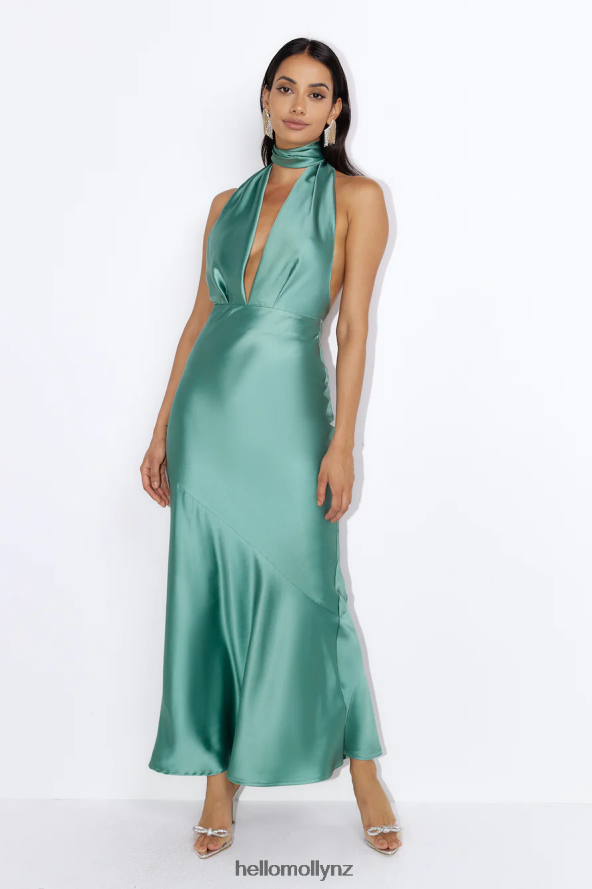 Hello Molly Luxury Events Satin Maxi Dress Sage PBN8865882 Clothing