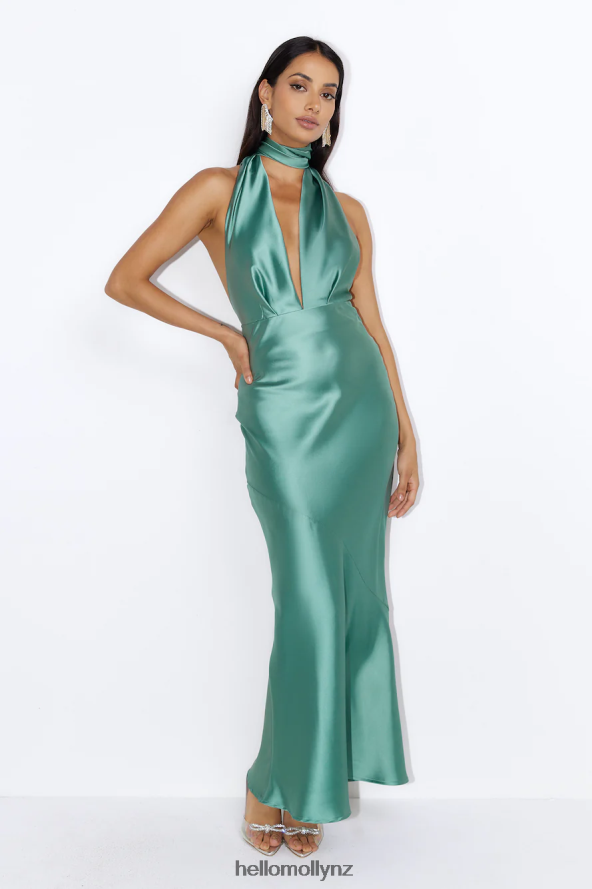 Hello Molly Luxury Events Satin Maxi Dress Sage PBN8865882 Clothing