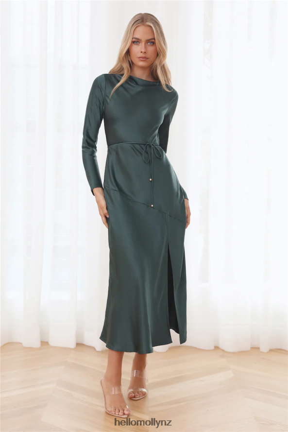 Hello Molly Luxury Invitation Satin Maxi Dress Forest Green PBN8865954 Clothing