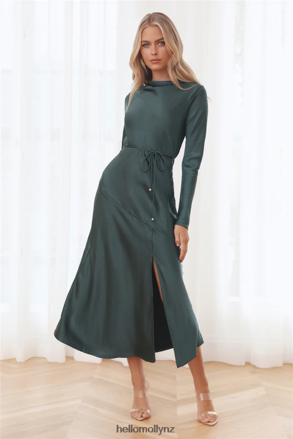 Hello Molly Luxury Invitation Satin Maxi Dress Forest Green PBN8865954 Clothing