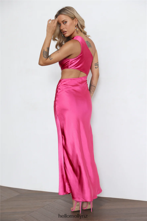 Hello Molly Poker Faced Satin Maxi Dress Hot Pink PBN8864239 Clothing