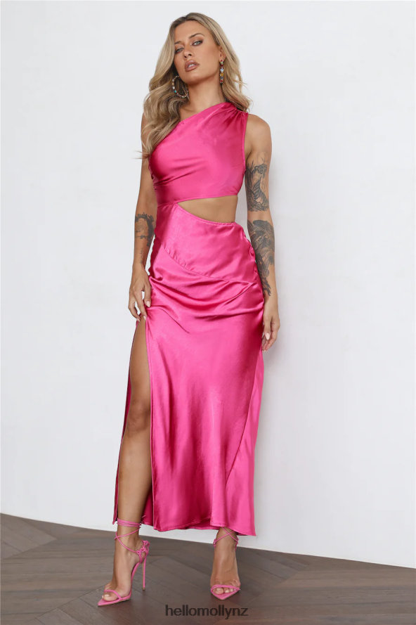 Hello Molly Poker Faced Satin Maxi Dress Hot Pink PBN8864239 Clothing
