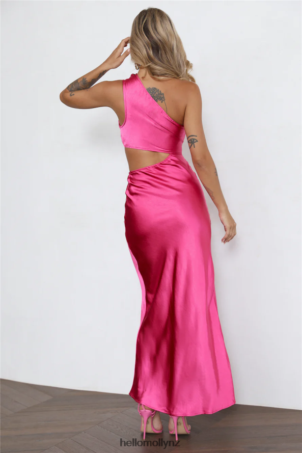 Hello Molly Poker Faced Satin Maxi Dress Hot Pink PBN8864239 Clothing